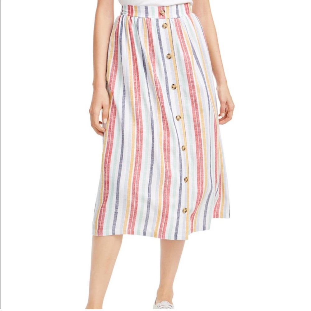 Striped Multicolor Button-Down Skirt